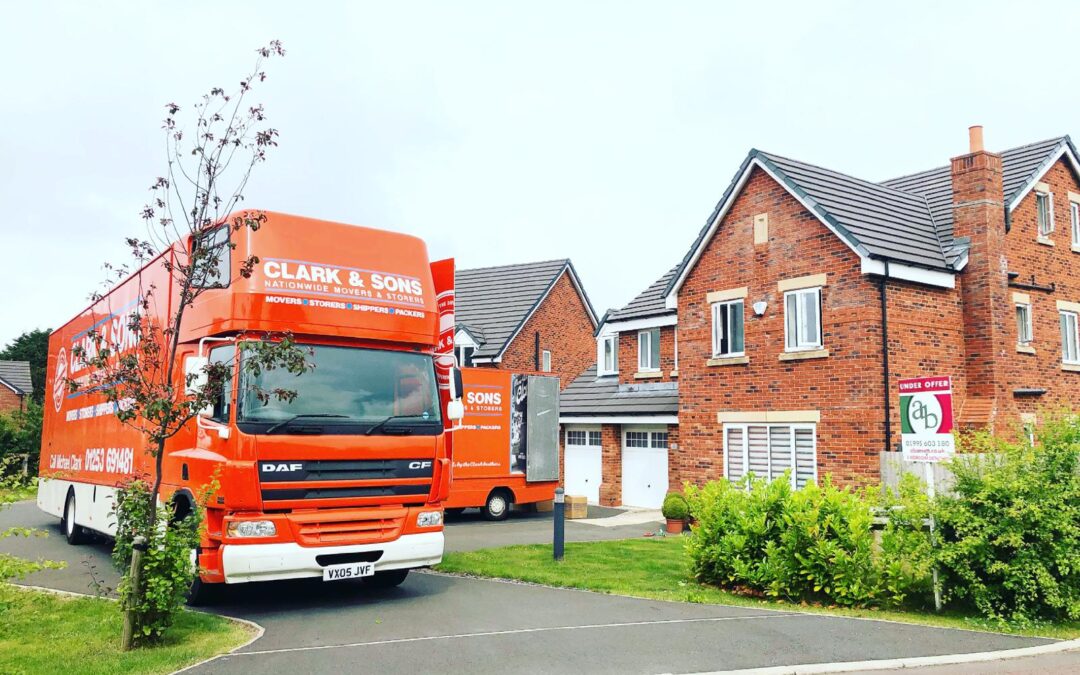 HJ Clark & Sons removals vehicle loading during a house removal in Blackpool